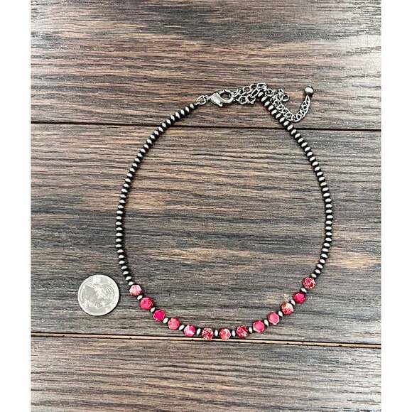 Navajo Hexa Gemstone Necklace 16 Inch Handmade Multi Color Bead Jewelry - Picture 2 of 3